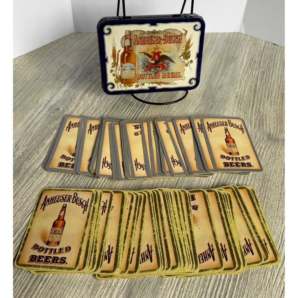 Vintage 1988 Anheuser-Busch Playing Cards Double Deck Budweiser Beer Tin England